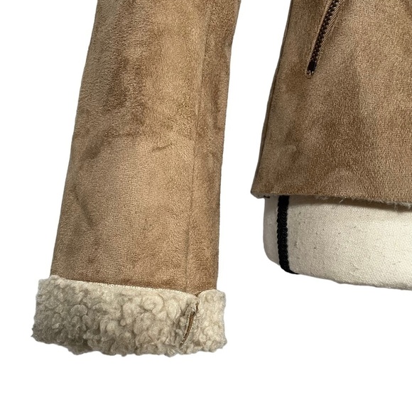 Old Navy Shearling Moto Desert Camel Zip-up Jacket - Picture 4 of 8